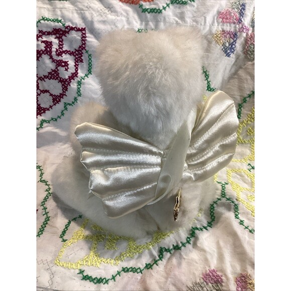 1990 Robert Raikes White Plush Wood Face Cupid Angel Teddy Bear Applause Inc - Picture 7 of 10